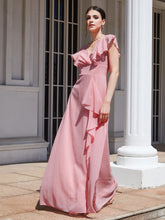 Gerüschtes Maxikleid in Rosa